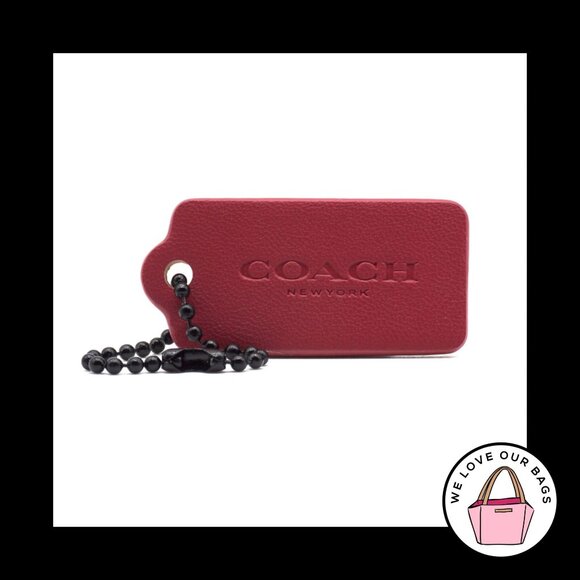 1.75" Medium COACH NEW YORK Pink Leather Black Fob Bag Charm Keychain Hang Tag - Picture 1 of 1